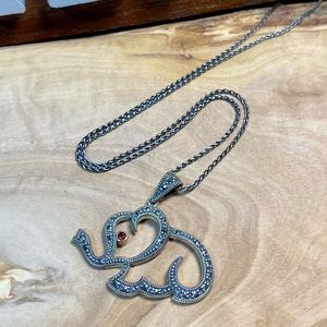 Artisan Handmade 925 Silver Elephant locket with Marcasite